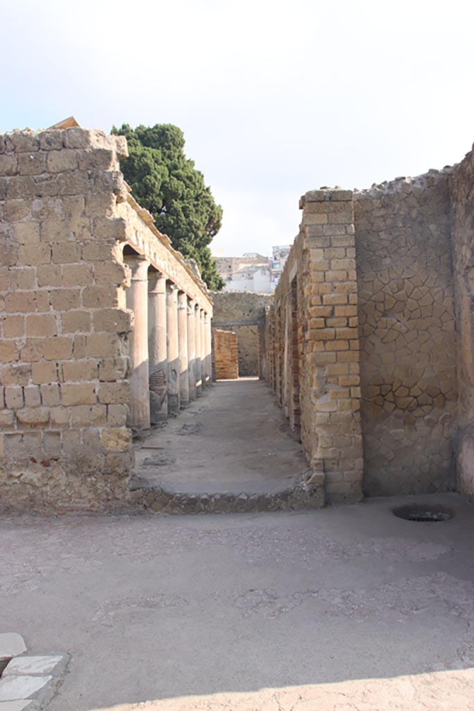 II.1 Herculaneum, October 2023.
North-east corner of atrium with break in wall leading north along east side of peristyle of II.2, Casa d’Argo.
Photo courtesy of Klaus Heese.